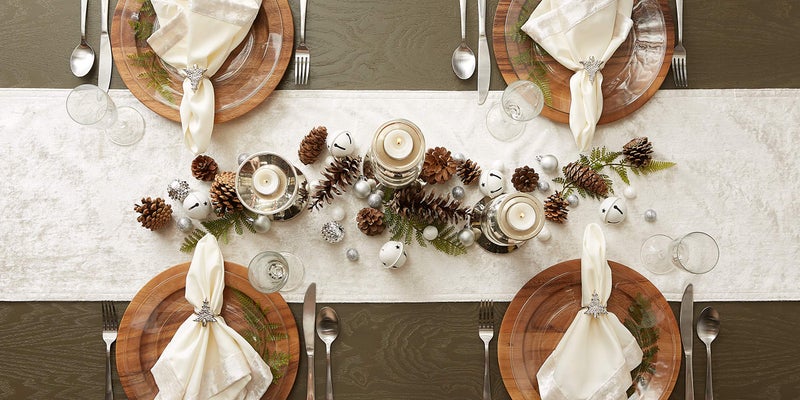 DII Velvet Collection Tabletop, Table Runner, 14x72, Cream - Image 2